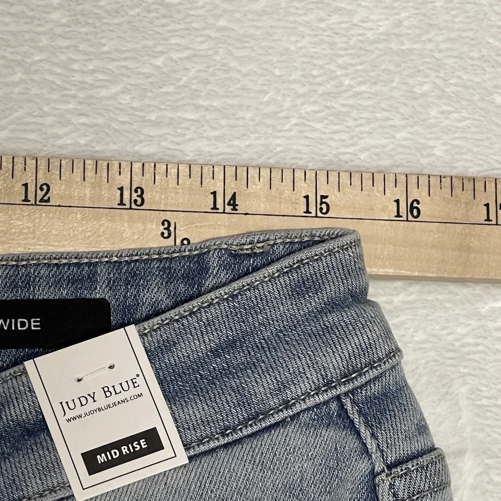 Judy Blue Flare Jeans Womens 9/29 Mid‎ Rise Boho Wide Leg Unhemmed Raw Edge